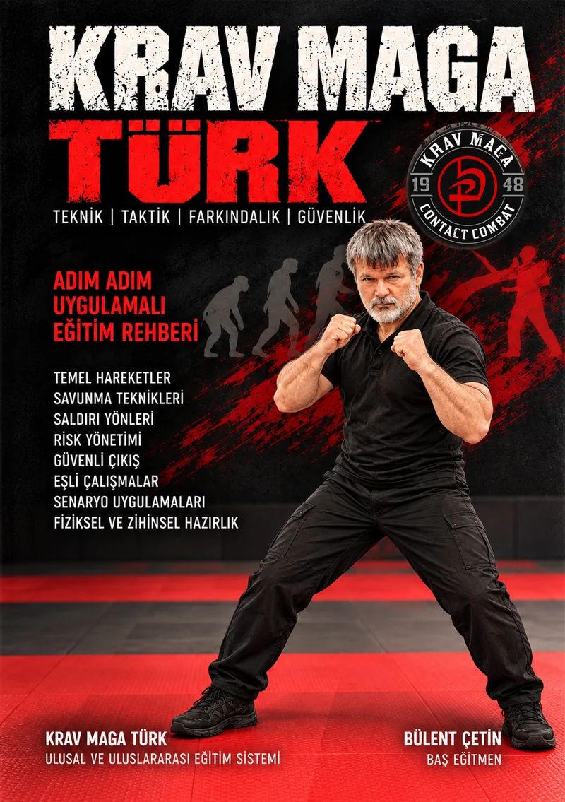 Bülent Çetin’in Krav Maga Türk: Adım Adım Uygulamalı Eğitim Rehberi kitabının kapak taslağı